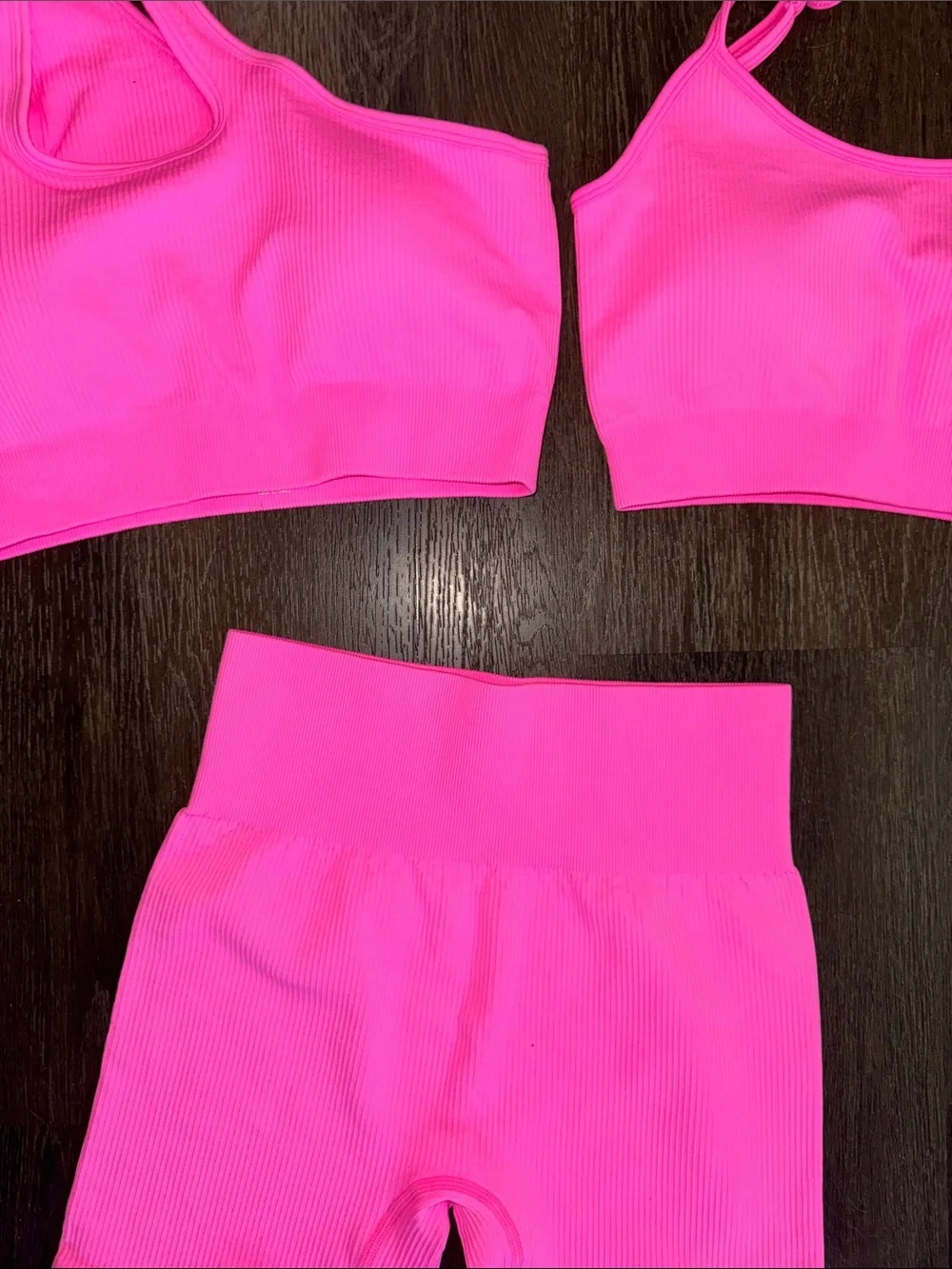Seamless Neon Pink Active Bralette & High-Waist Short Set